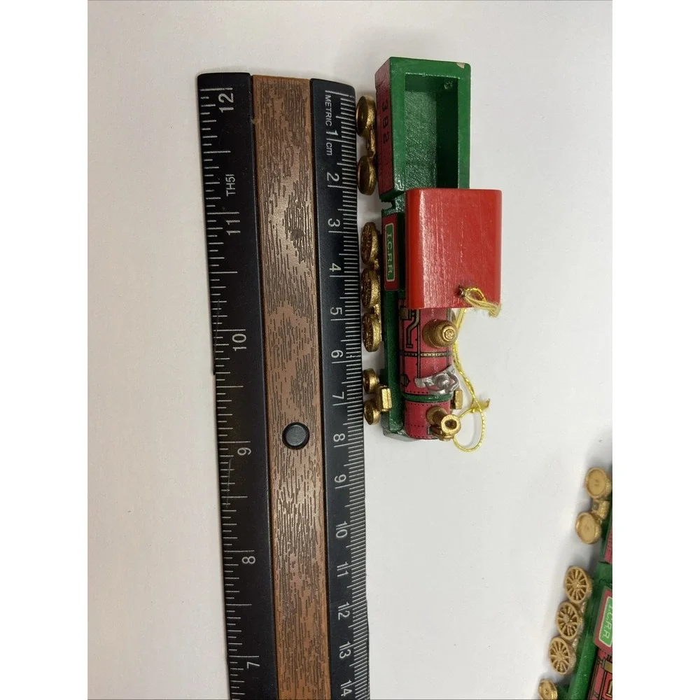 Vintage‎ Wooden Train Christmas Ornaments Set of 3 ICRR 382 Steam Engine